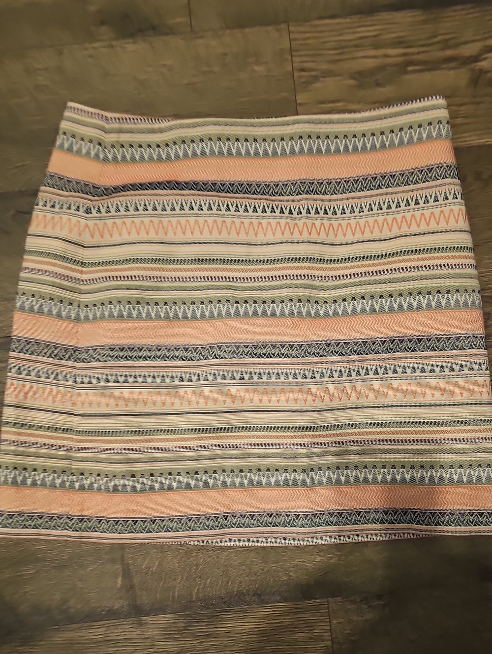 NWT LOFT Orange Blue Striped Mini Skirt Lined Aztec Size 8 Bohemian